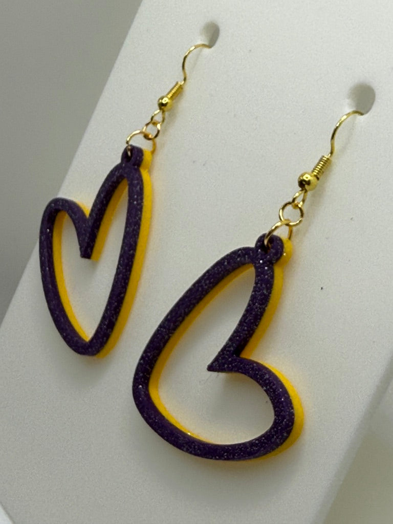 Heart Outline Earrings - two tone BASIC COLORS