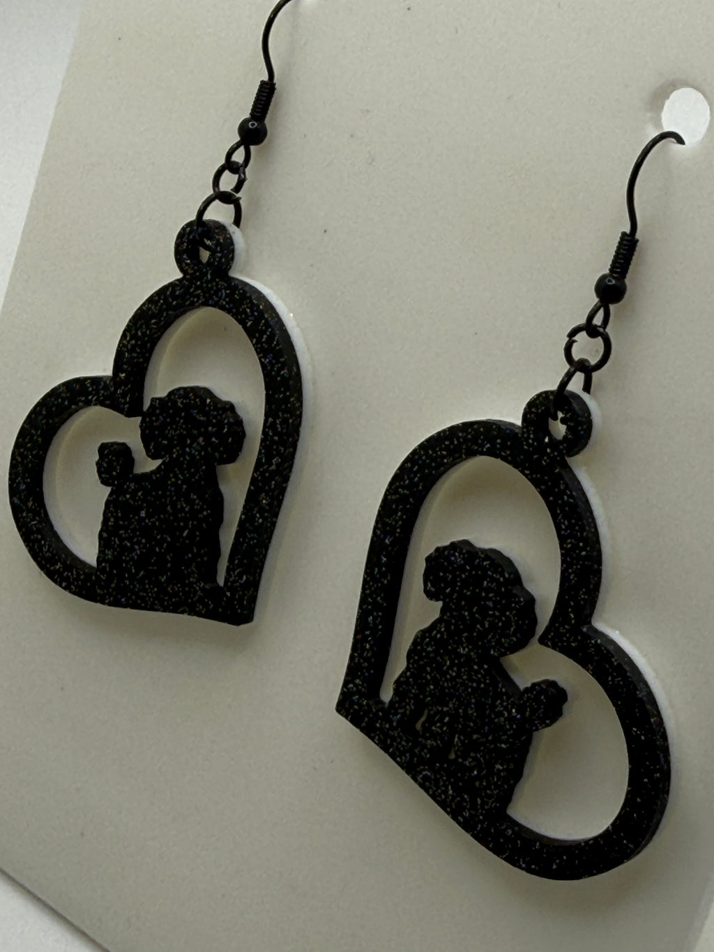 Heart with Toy Poodle Earrings - two tone BASIC COLORS