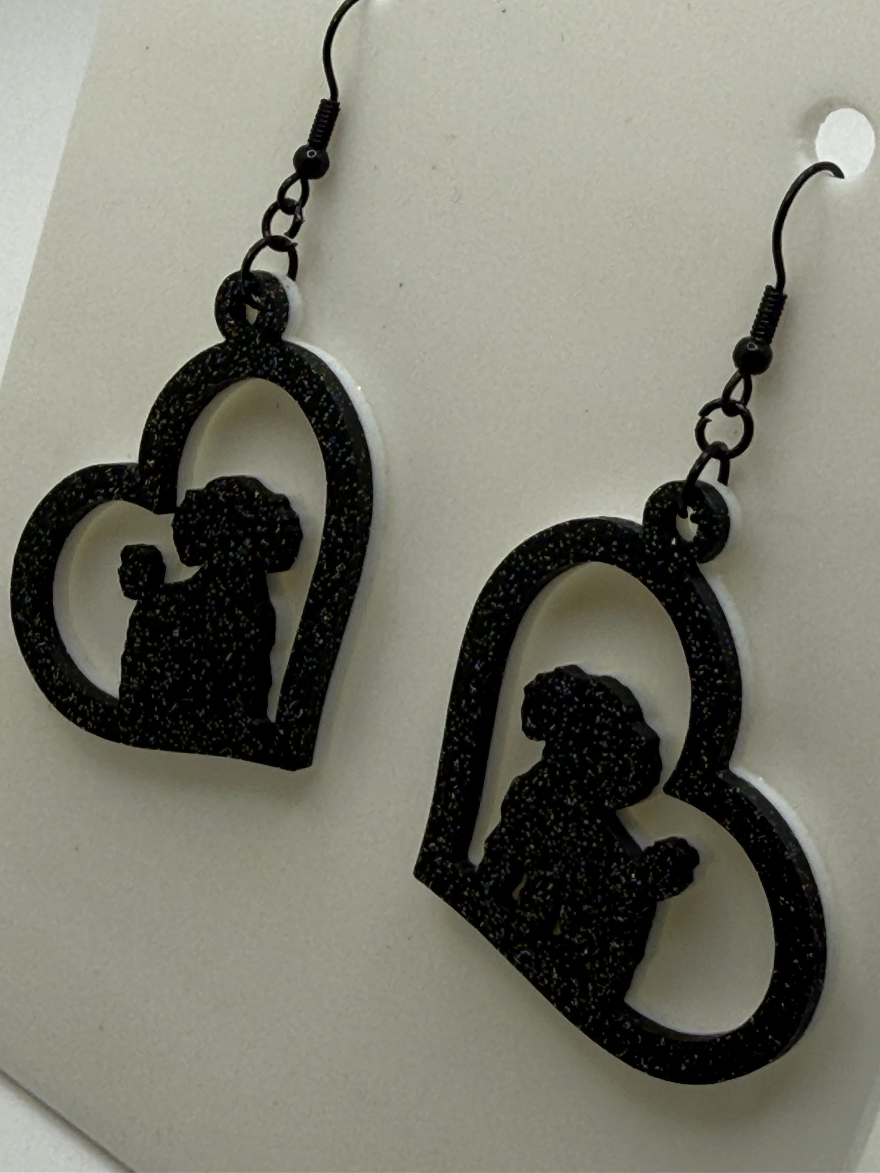 Heart with Toy Poodle Earrings - two tone BASIC COLORS