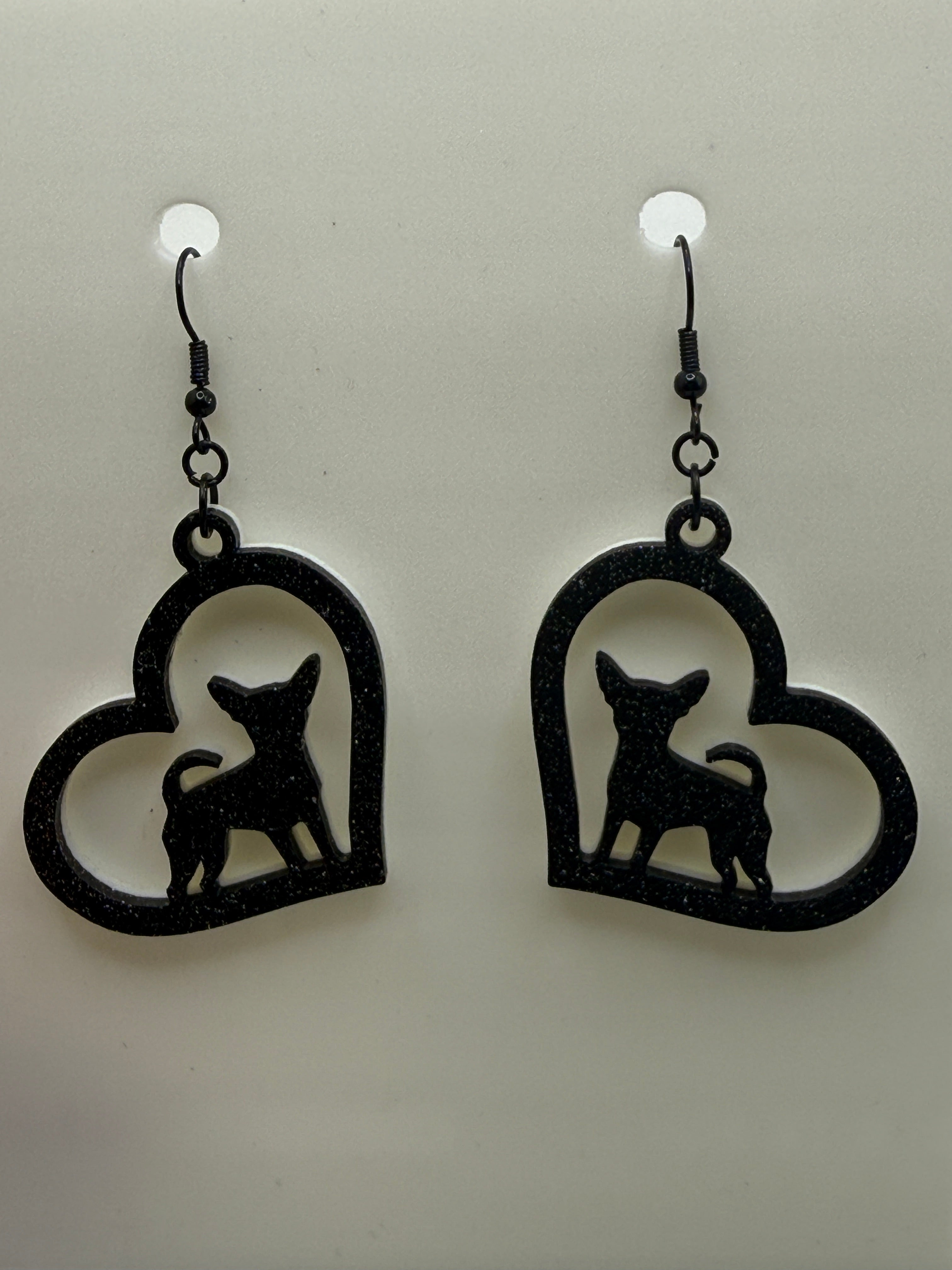 Heart with Chihuahua Earrings - two tone BASIC COLORS