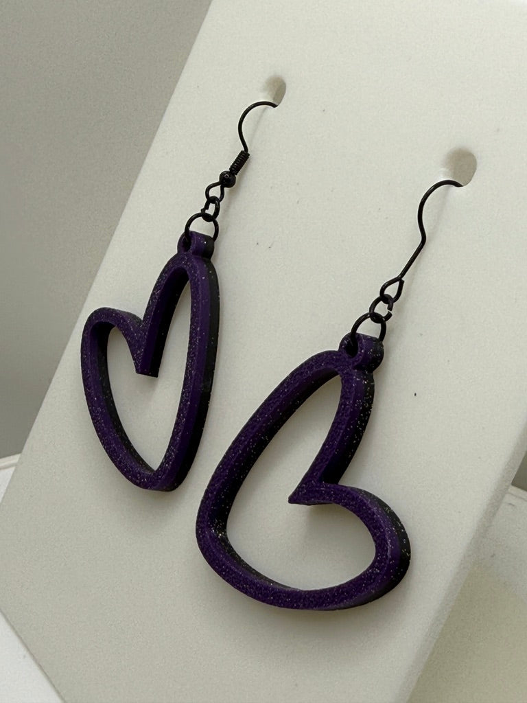 Heart Outline Earrings - two tone BASIC COLORS