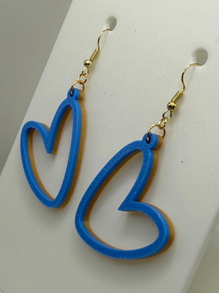 Heart Outline Earrings - two tone BASIC COLORS