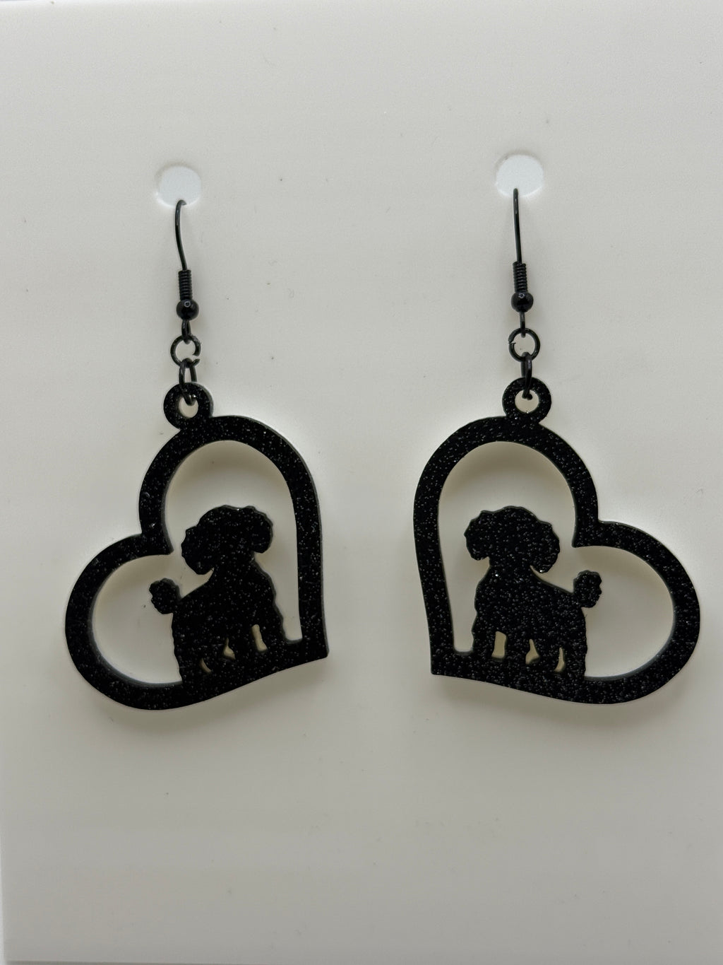 Heart with Toy Poodle Earrings - two tone BASIC COLORS
