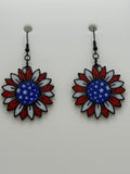 Red, White, Blue Sunflower Earrings