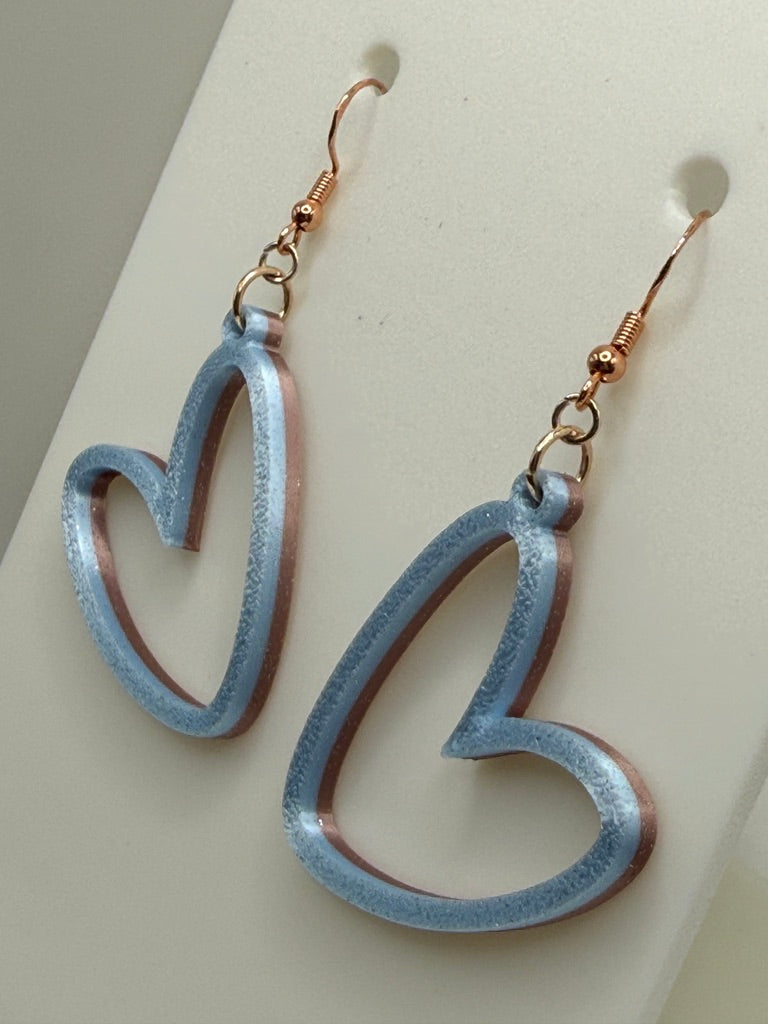 Heart Outline Earrings - two tone SILK COLORS