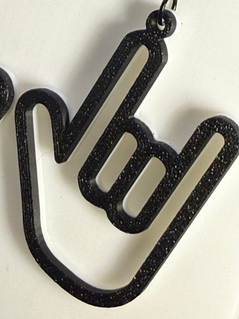 ASL I LOVE YOU Hand Shape Earrings - two tone BASIC COLORS