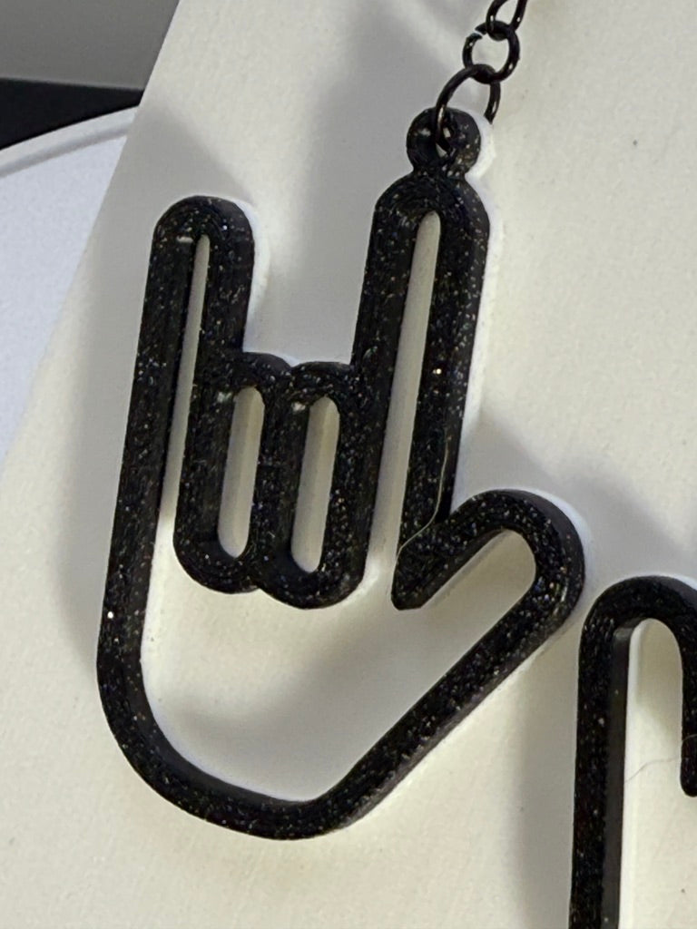 ASL I LOVE YOU Hand Shape Earrings - two tone BASIC COLORS