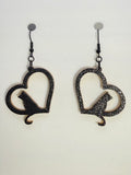 Heart with Cat Earrings - two tone