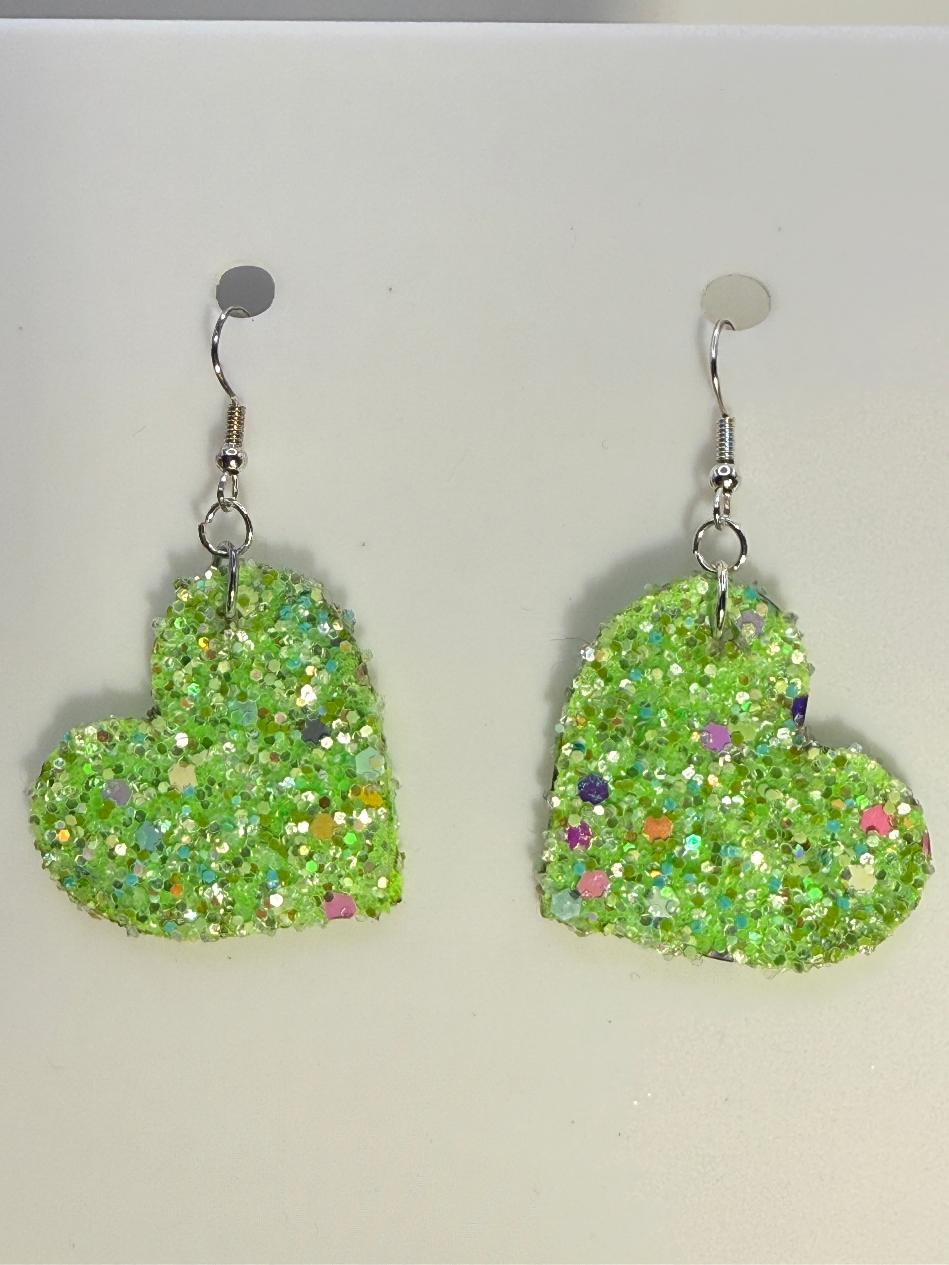 Vinyl Glitter Heart Earrings