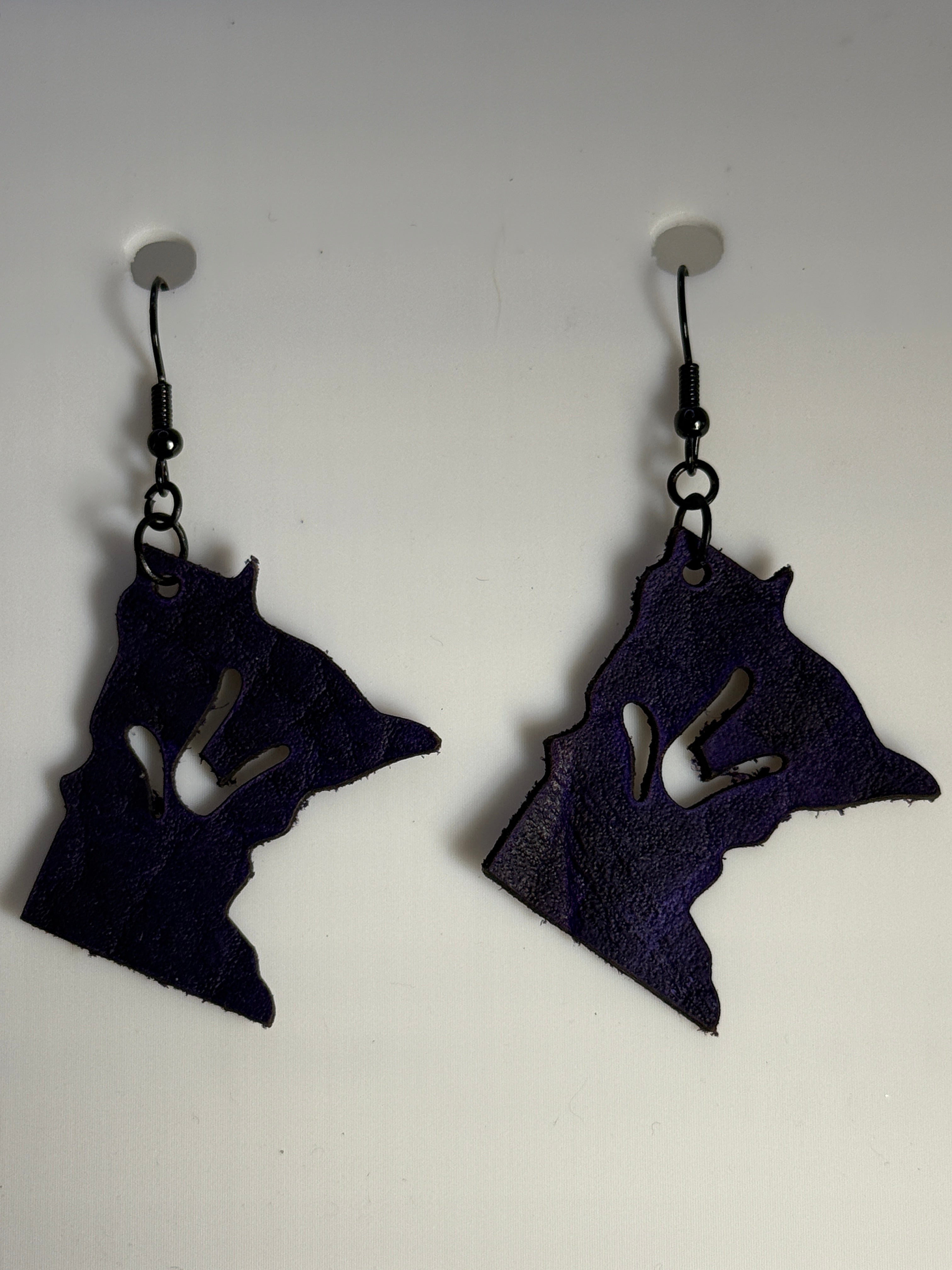 Leather Earrings with I LOVE YOU hand shape