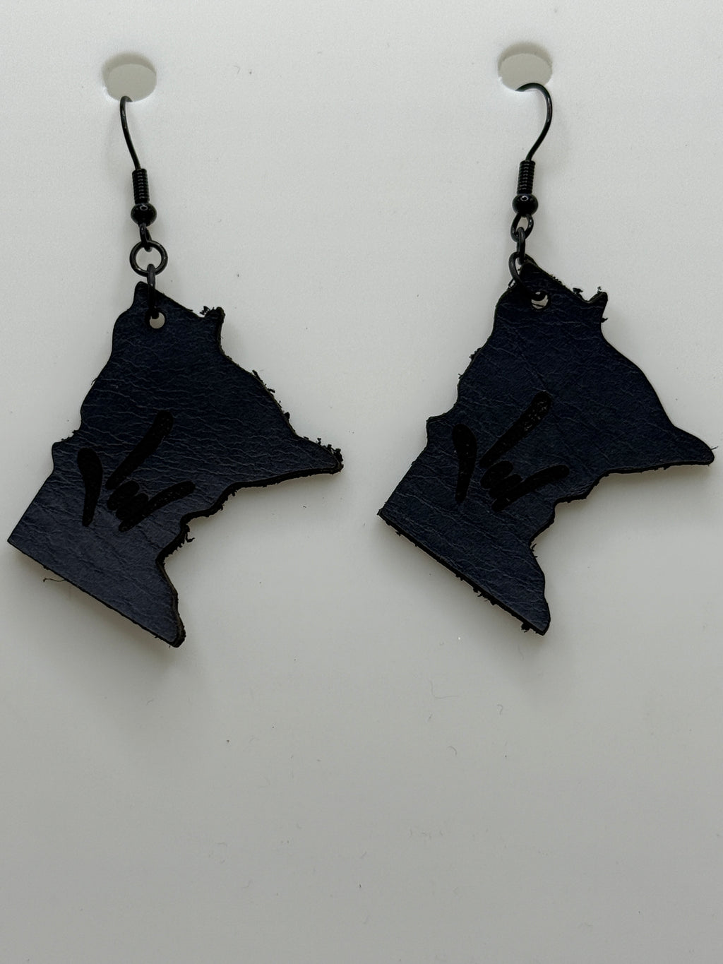 Leather Earrings with I LOVE YOU hand shape laser engraved