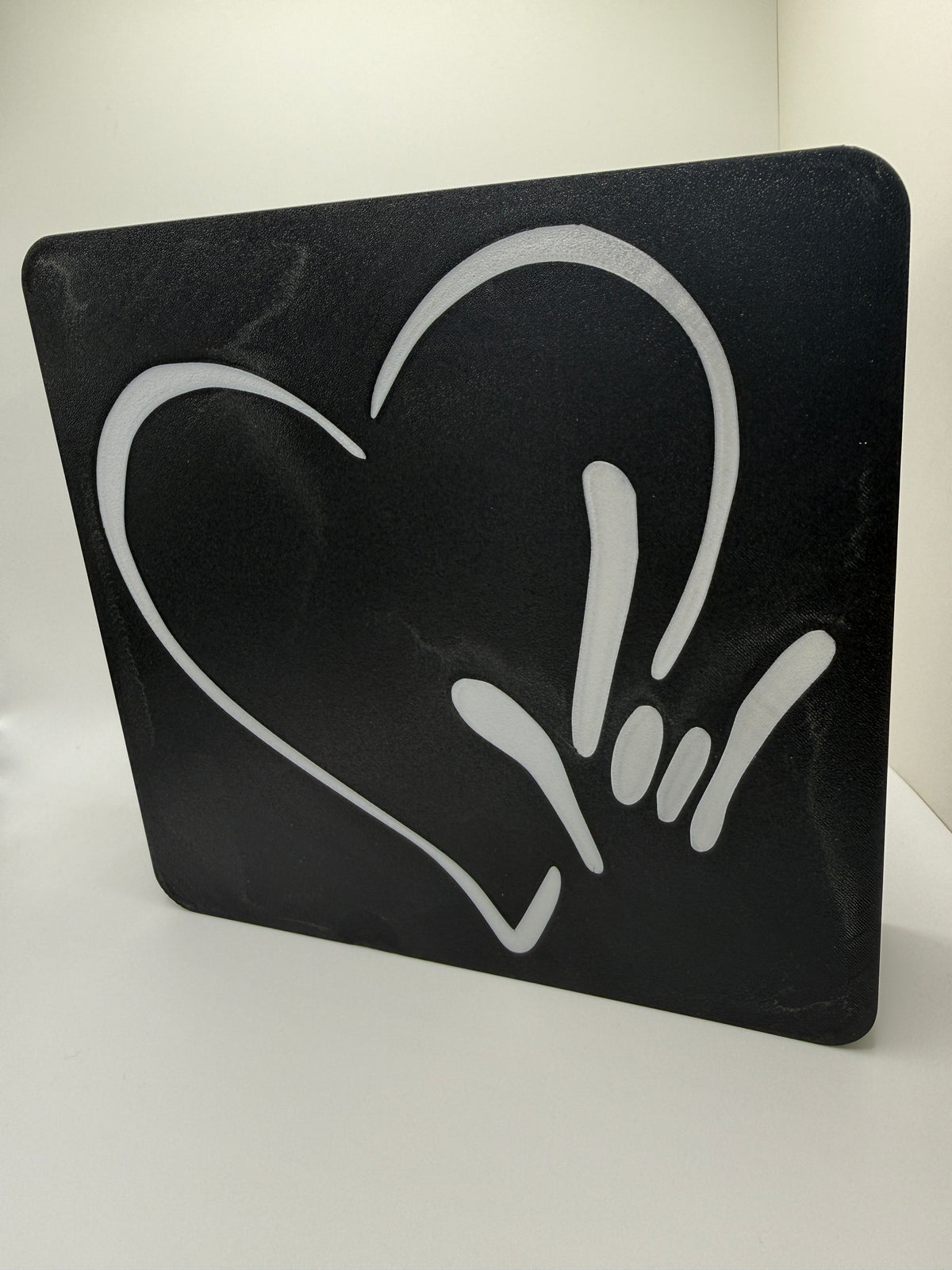 Table Top Light Box with Heart Outline and I LOVE YOU Hand Shape – Minimal Blemish
