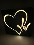 Table Top Light Box with Heart Outline and I LOVE YOU Hand Shape – Minimal Blemish
