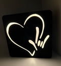Table Top Light Box with Heart and I LOVE YOU Hand Shape