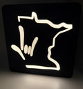 Table Top Light Box with the Outline of Minnesota and I LOVE YOU Hand Shape – Minimal Blemish
