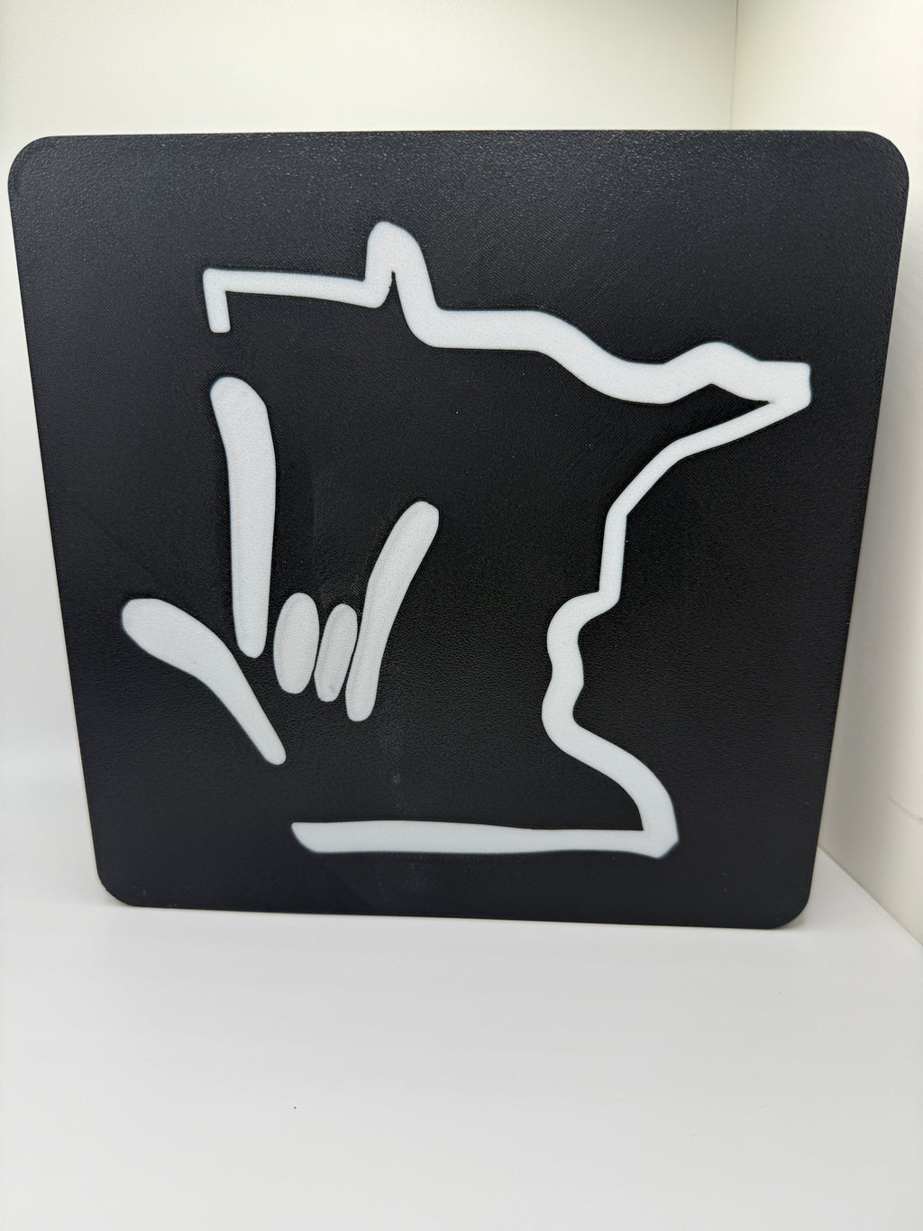 Table Top Light Box with the Outline of Minnesota and I LOVE YOU Hand Shape – Minimal Blemish