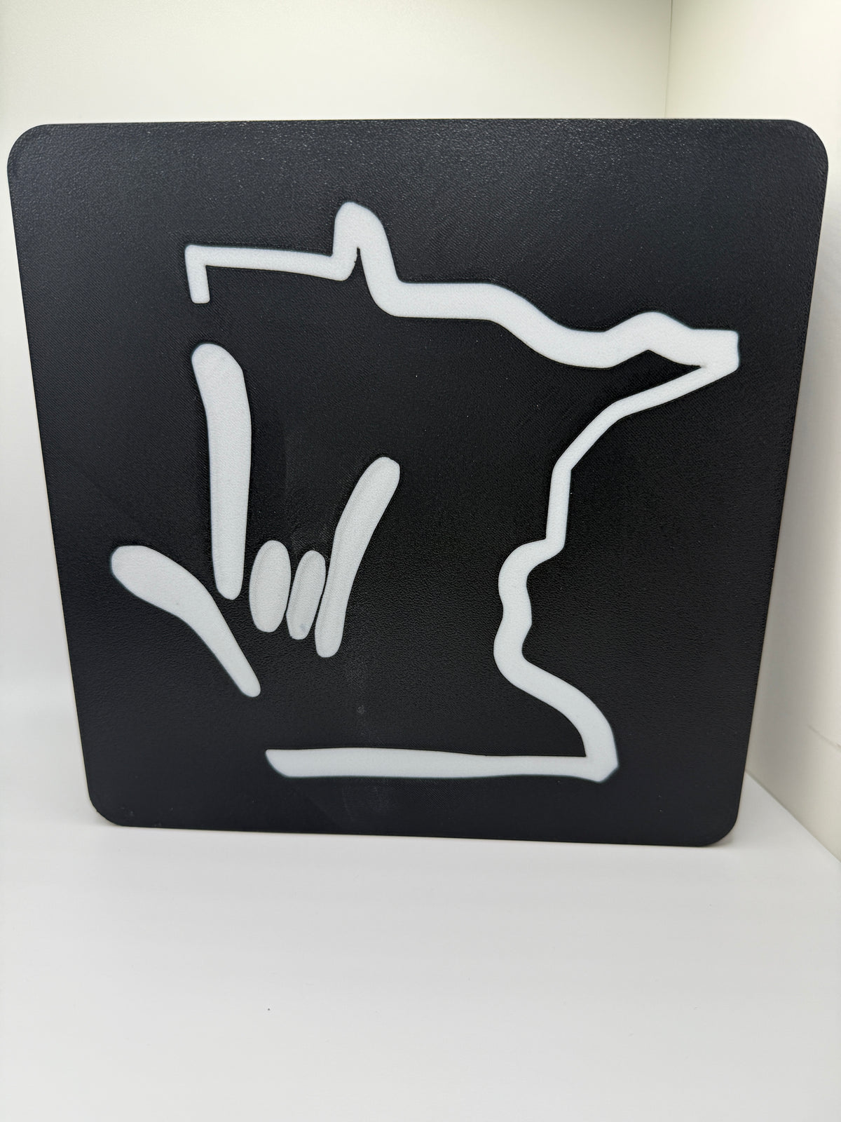 Table Top Light Box with the Outline of Minnesota and I LOVE YOU Hand Shape – Minimal Blemish