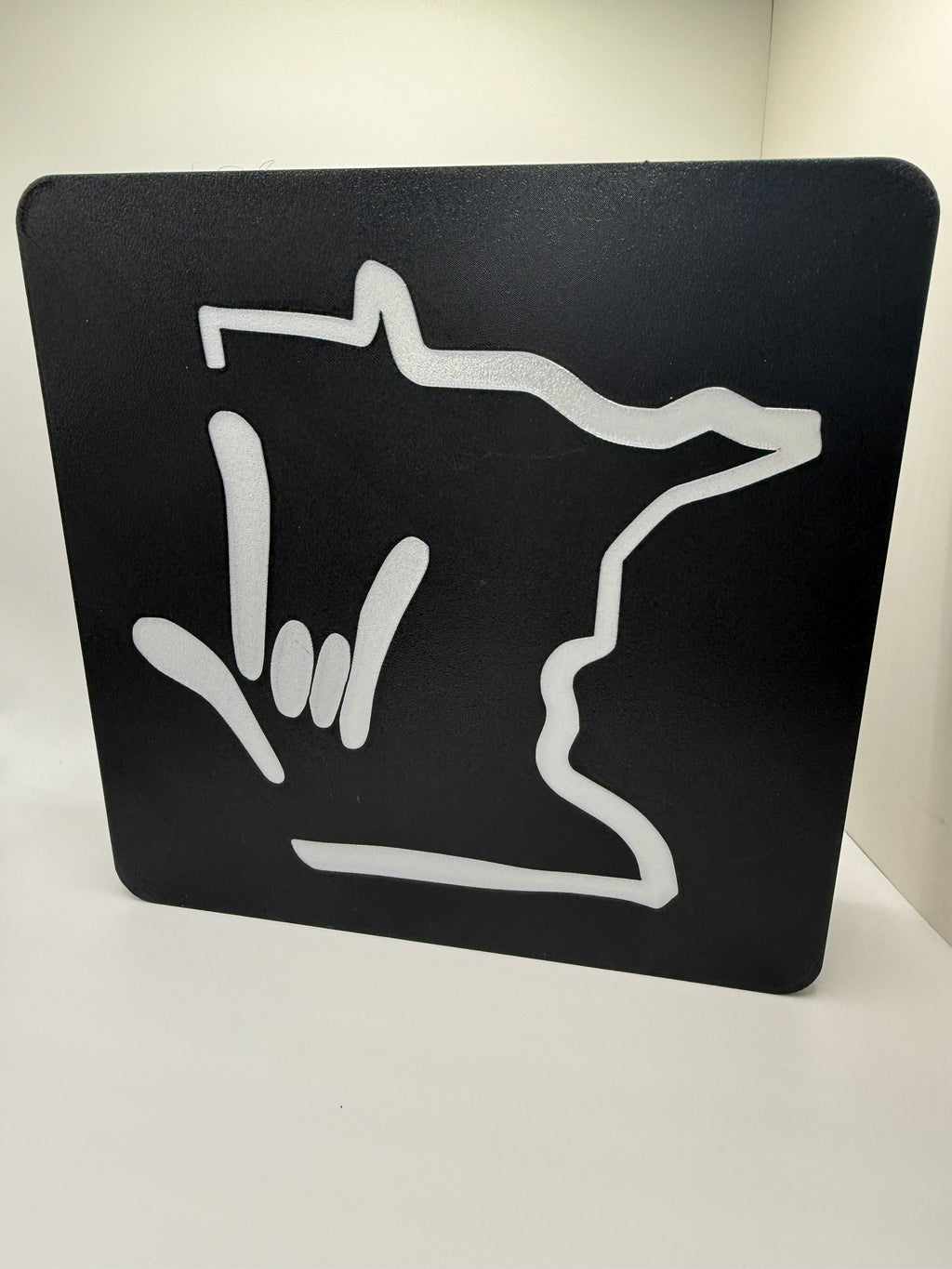 Table Top Light Box with the Outline of Minnesota and I LOVE YOU Hand Shape – Minimal Blemish