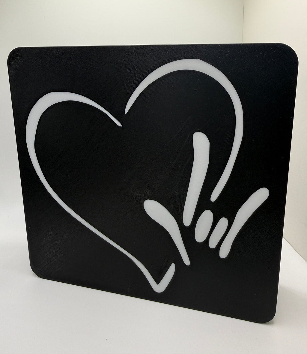 Table Top Light Box with Heart Outline and I LOVE YOU Hand Shape – Minimal Blemish