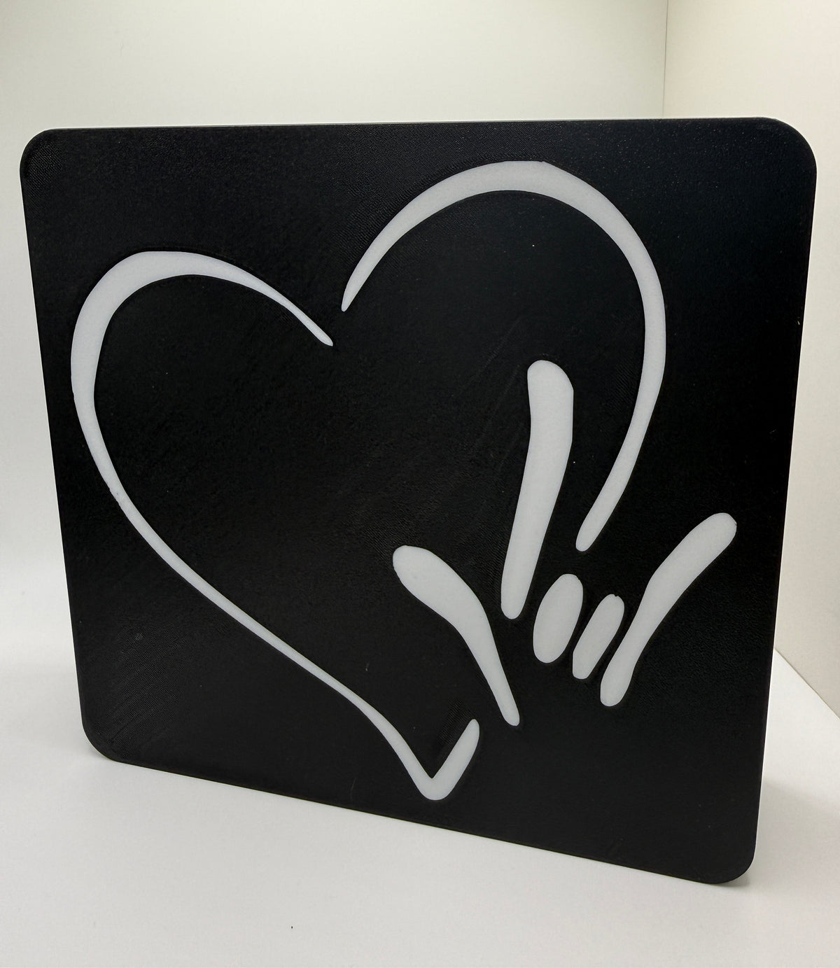Table Top Light Box with Heart Outline and I LOVE YOU Hand Shape – Minimal Blemish