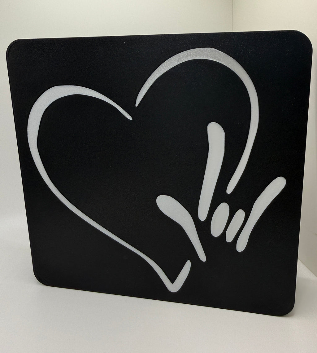 Table Top Light Box with Heart and I LOVE YOU Hand Shape