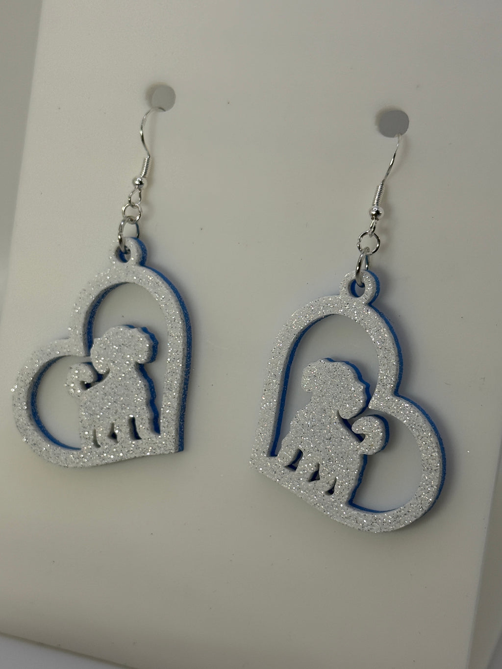 Heart with Toy Poodle Earrings - two tone BASIC COLORS