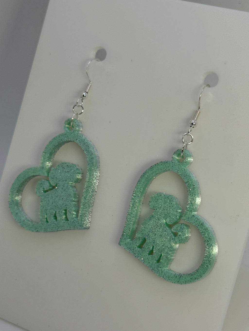 Heart with Toy Poodle Earrings - two tone SILK COLORS
