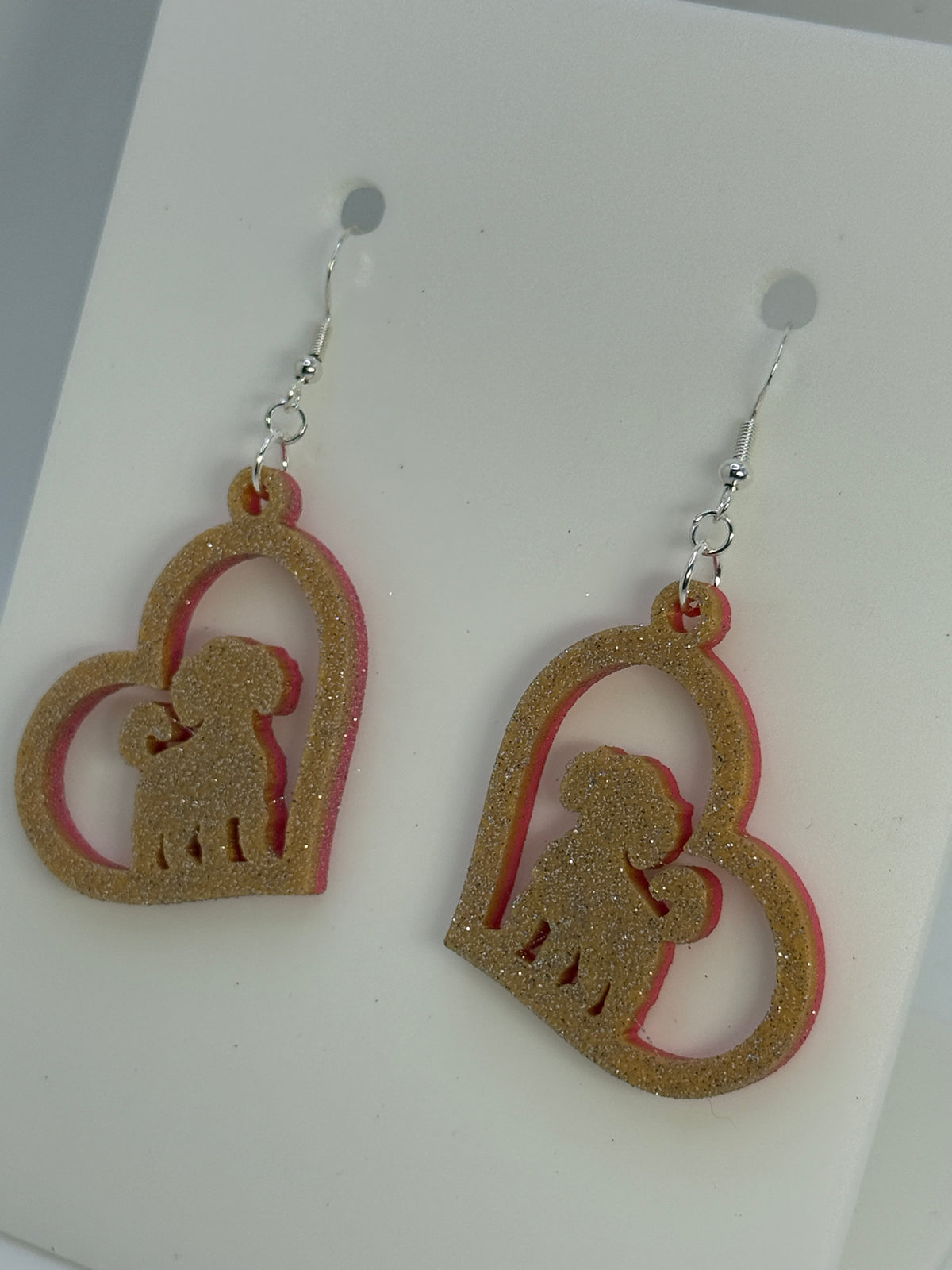 Heart with Toy Poodle Earrings - two tone BASIC COLORS