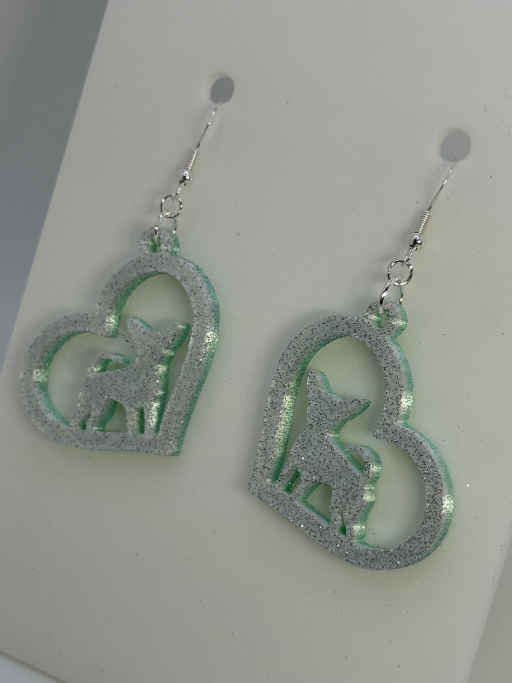 Heart with Chihuahua Earrings - two tone SILK COLORS