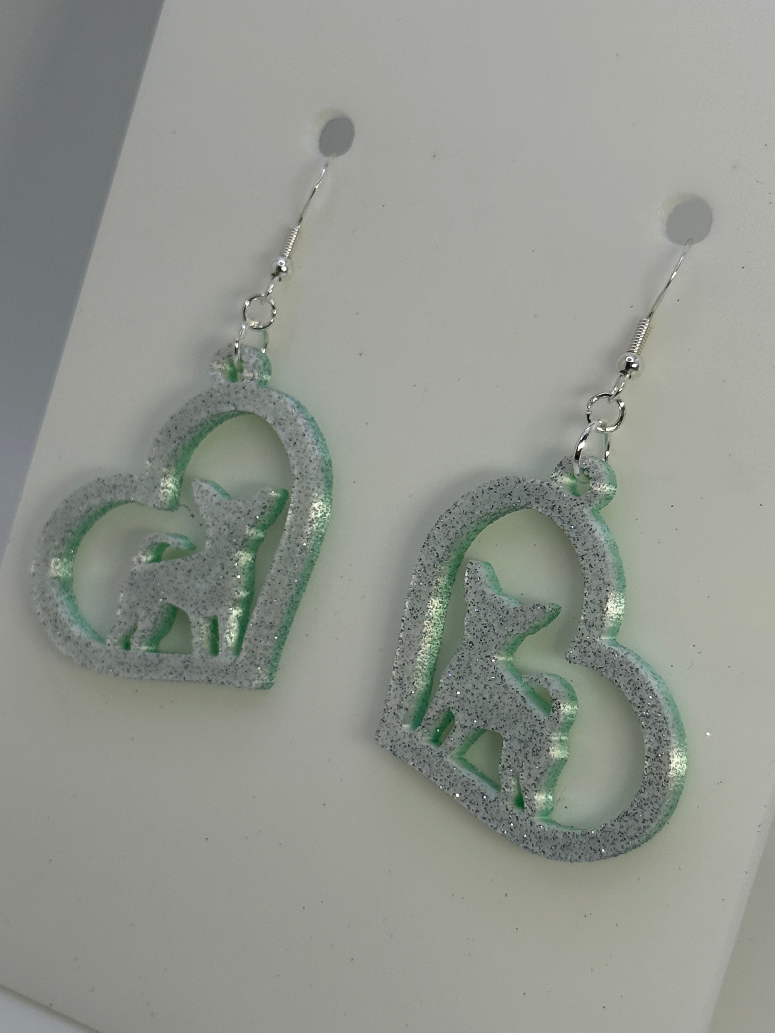 Heart with Chihuahua Earrings - two tone SILK COLORS