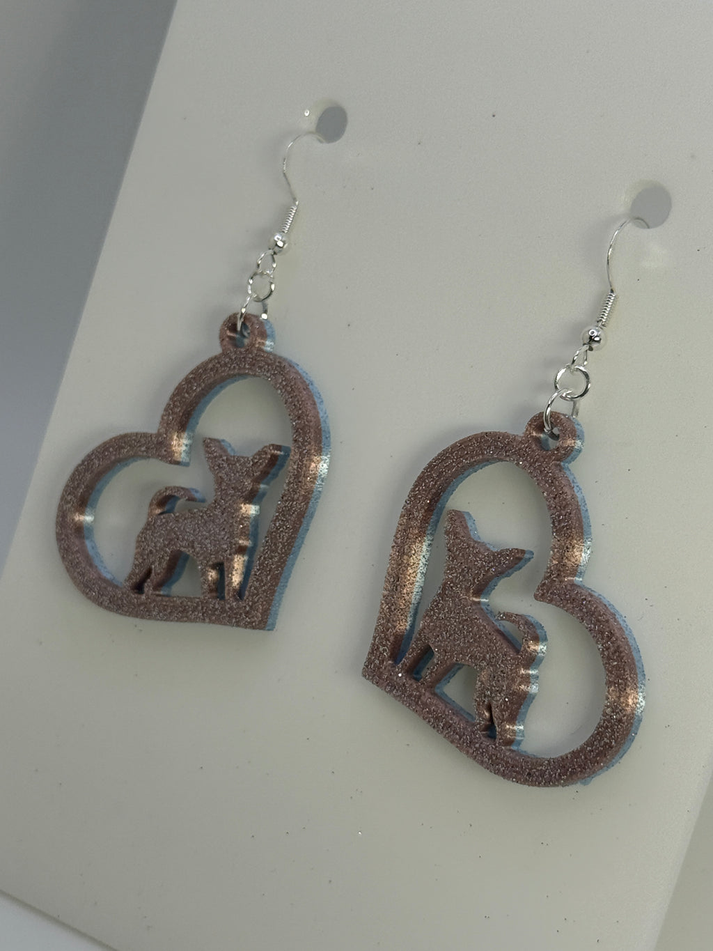 Heart with Chihuahua Earrings - two tone SILK COLORS