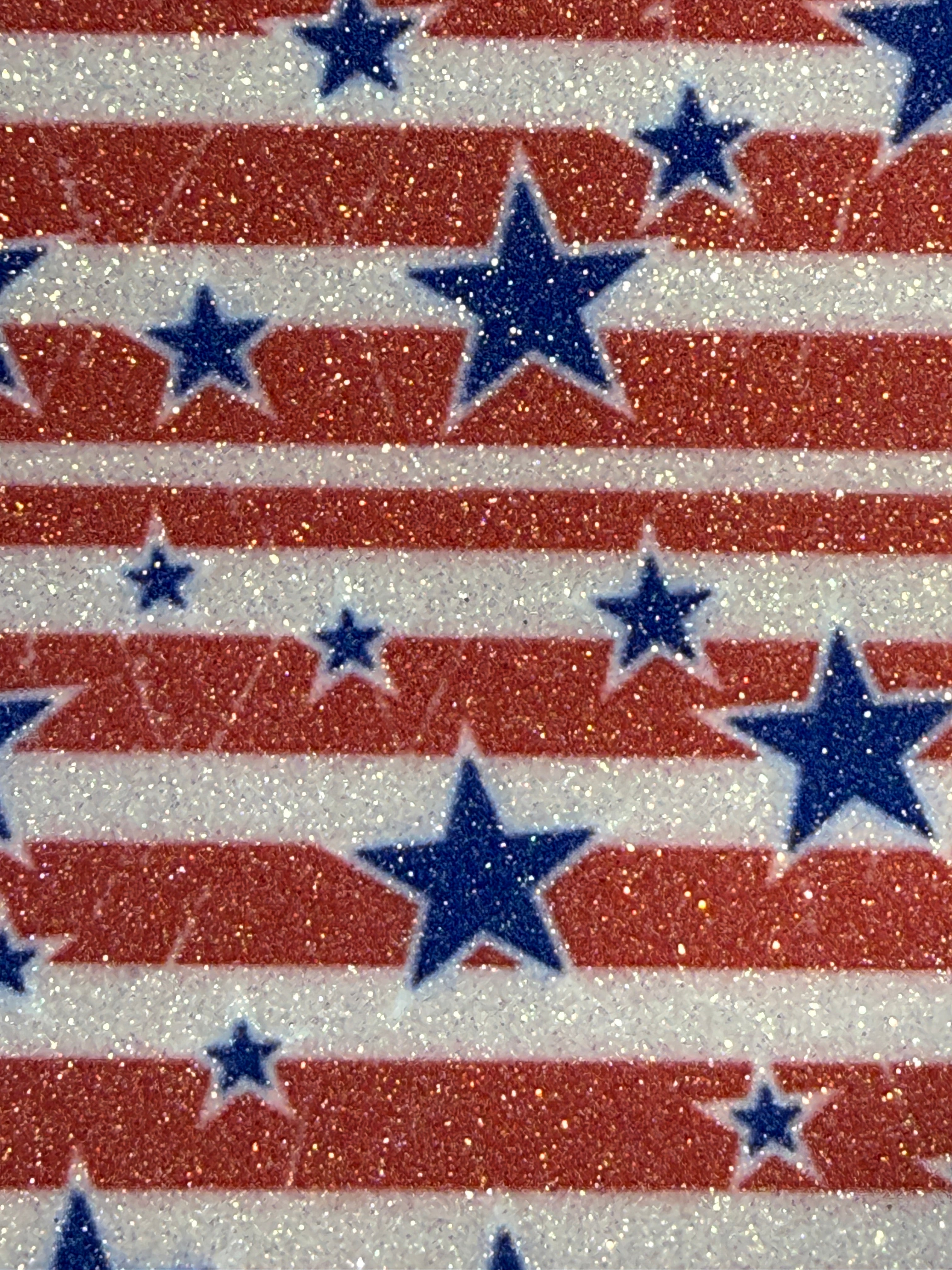 Glitter Stars of Blue with Red and White Stripes on Solid Red, White, or Blue - Two Layer Earrings