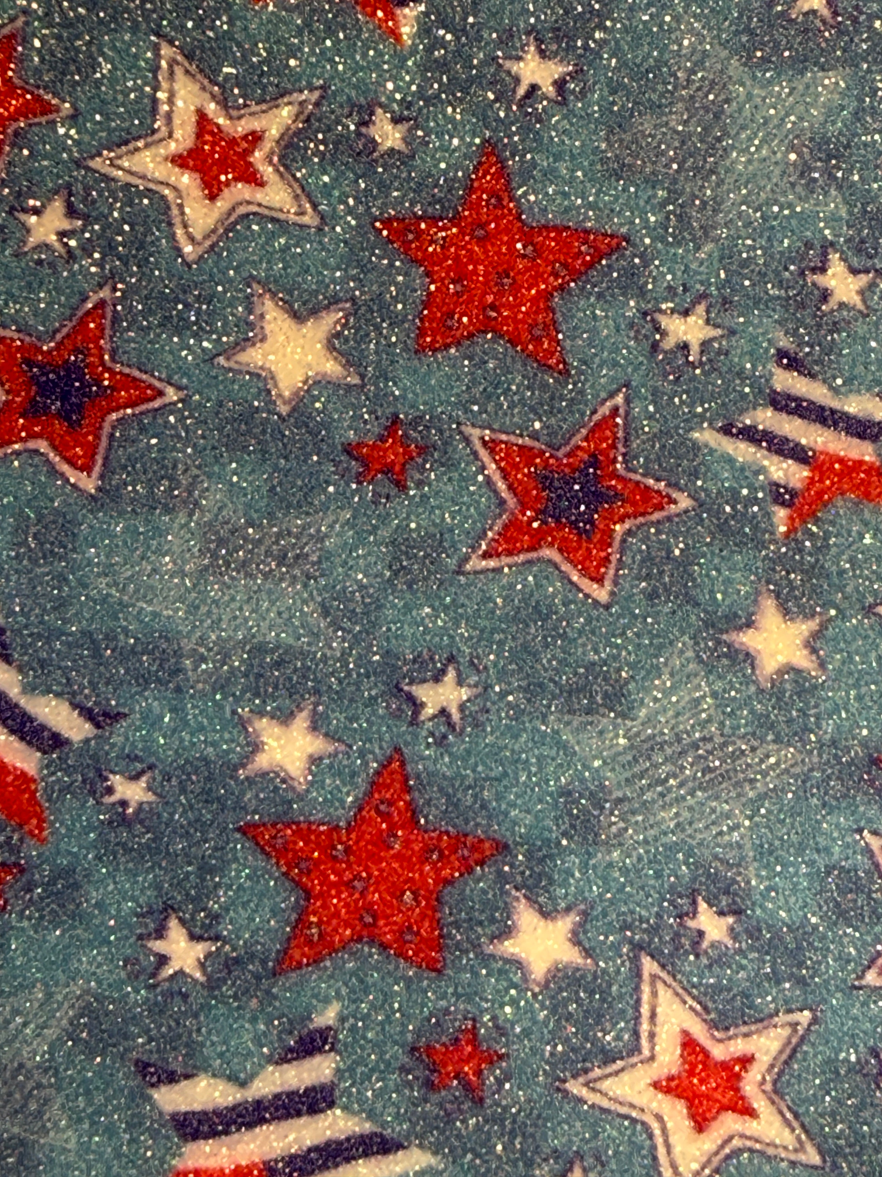 Glitter Stars of Red, White, and Blue with Light Blue Background on Solid Red, White, or Blue - Two Layer Earrings