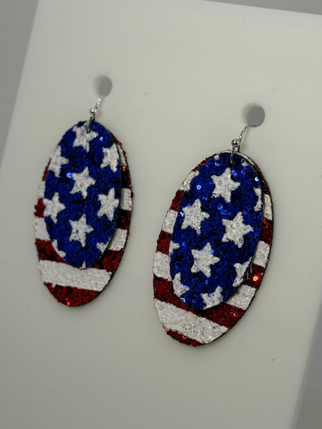 Stars and Stripes Chunky Glitter Two Layer Earrings