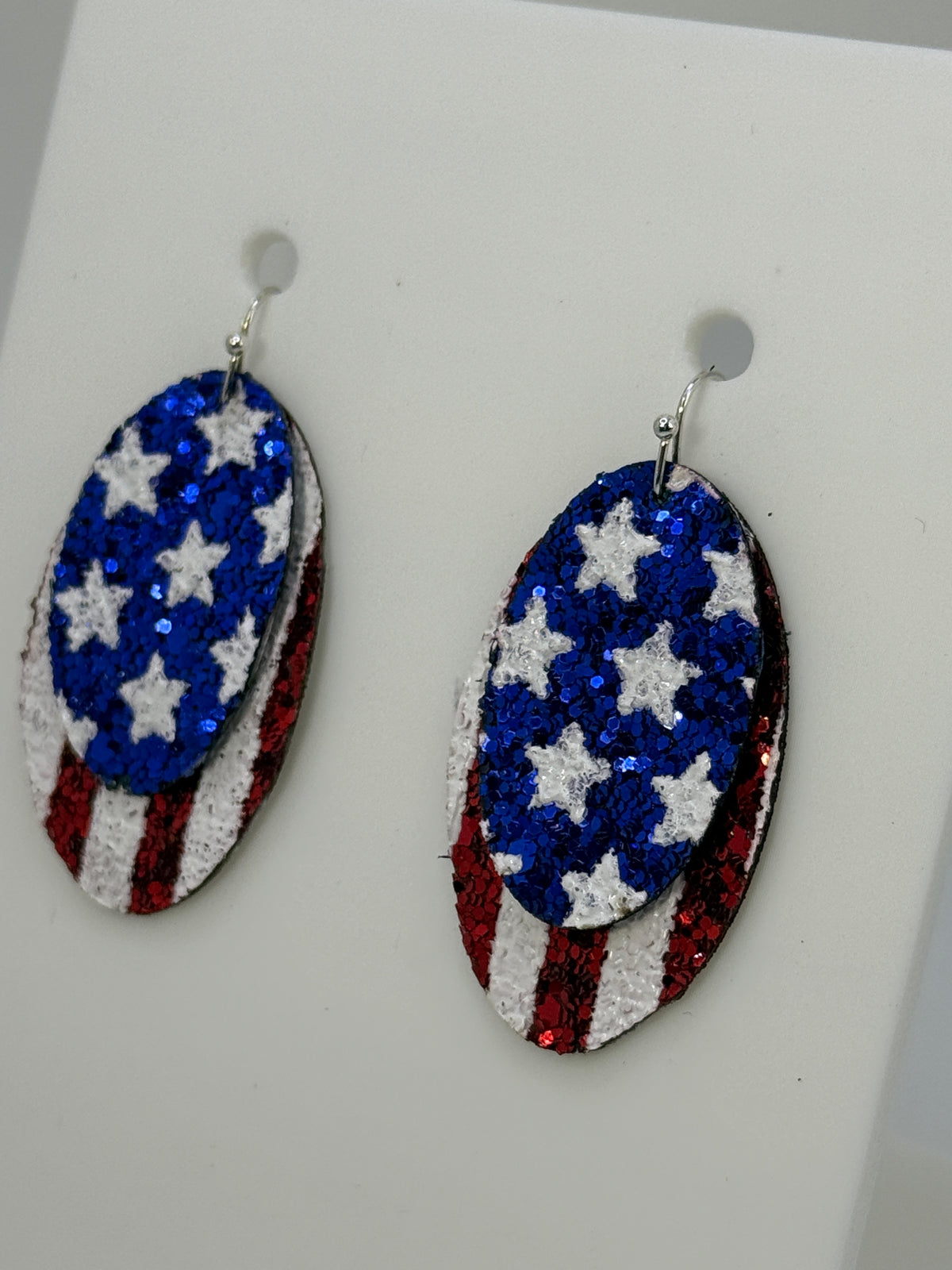 Stars and Stripes Chunky Glitter Two Layer Earrings