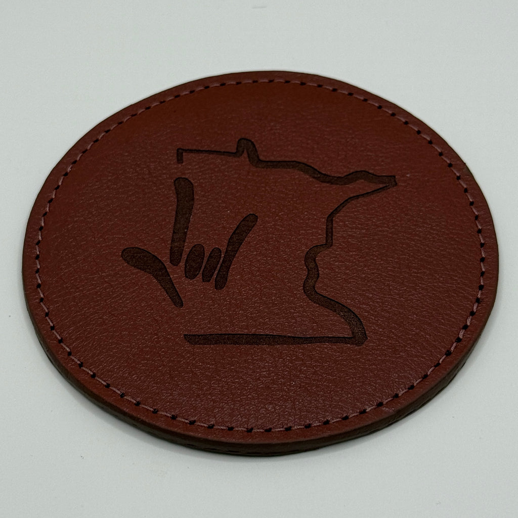 Minnesota ASL I Love You Leather Coaster
