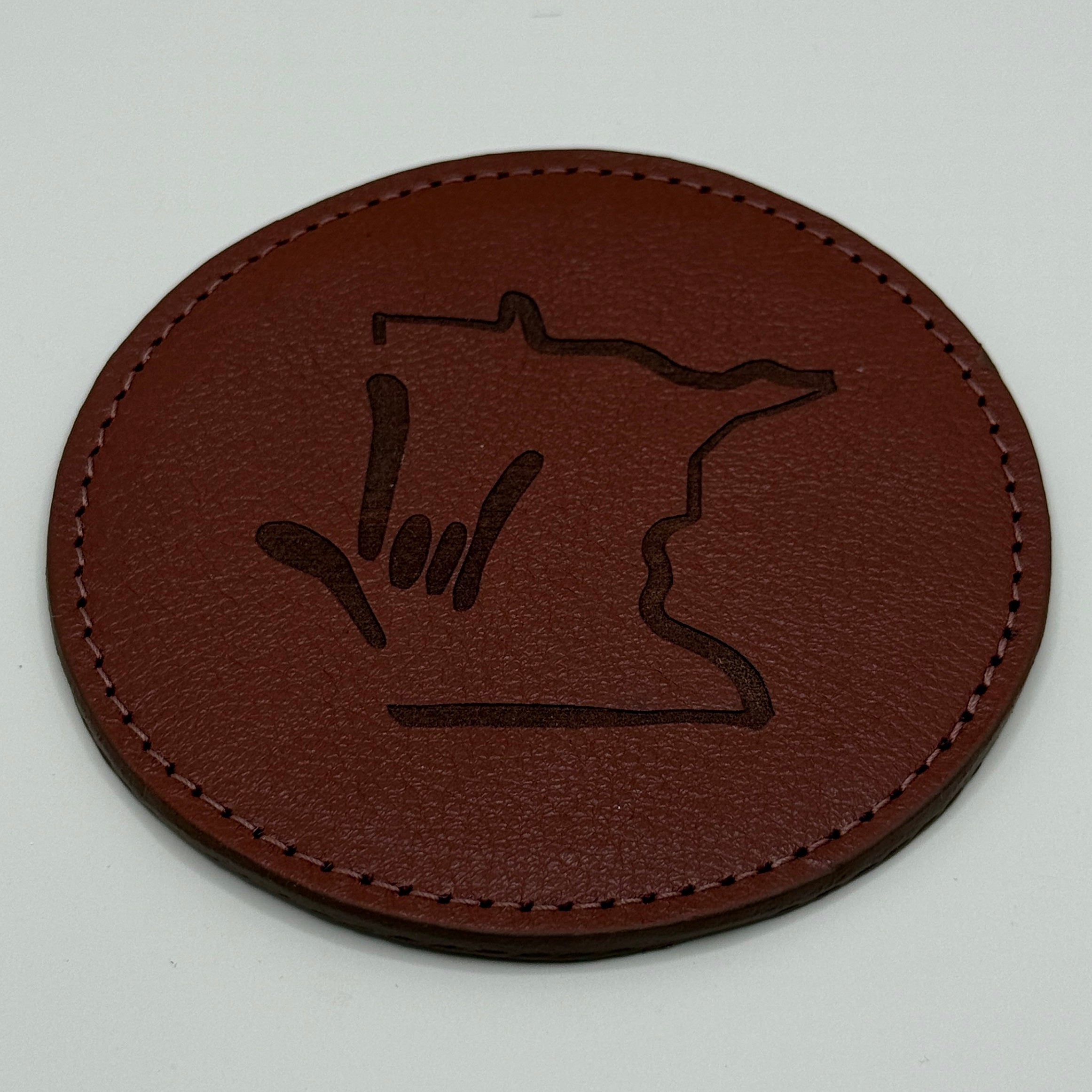 Minnesota ASL I Love You Leather Coaster