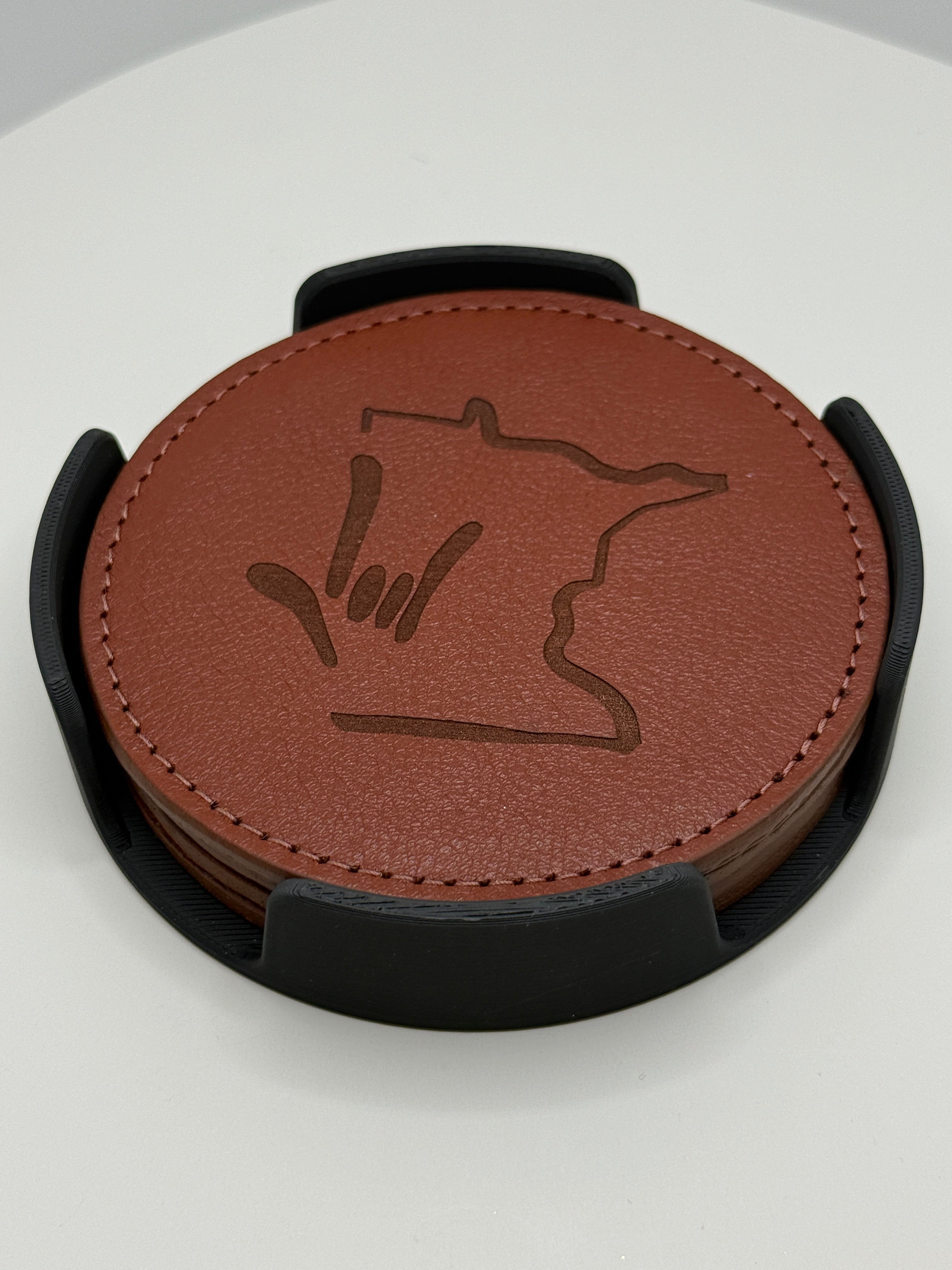 Minnesota ASL I Love You Leather Coaster