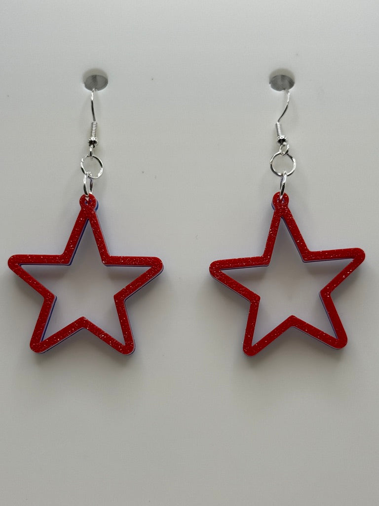 Red, White, Blue Star Earrings - CLICK TO SEE SIZE OPTIONS