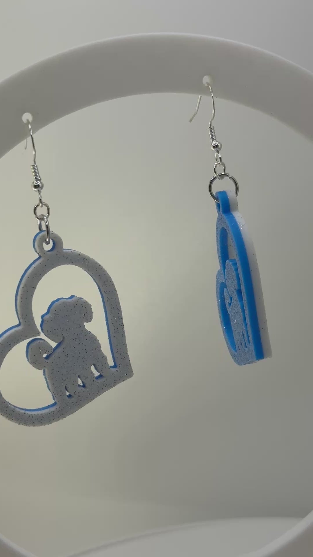 Heart with Toy Poodle Earrings - two tone SILK COLORS