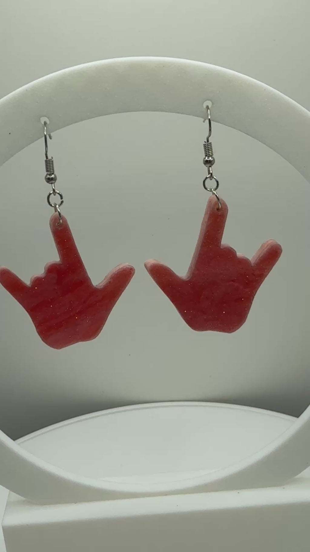 ASL I LOVE YOU hand shape Acrylic Earrings