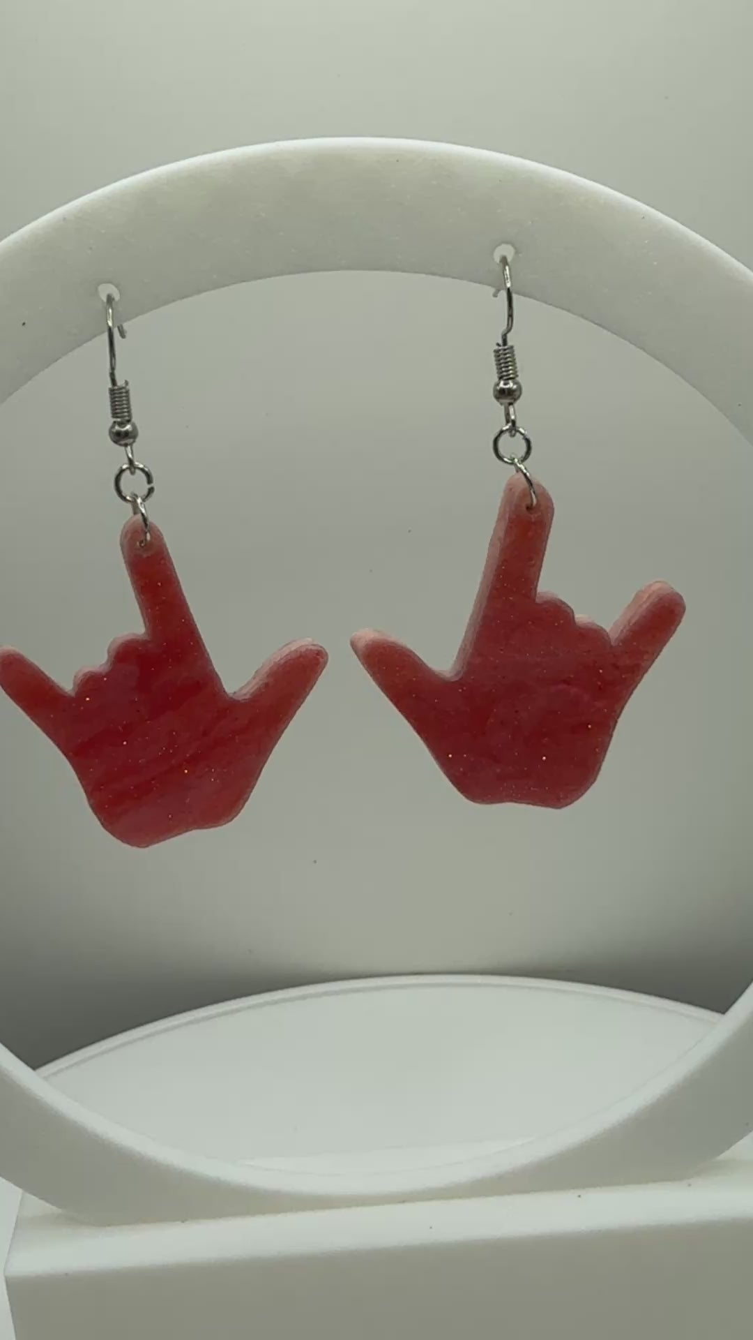 ASL I LOVE YOU hand shape Acrylic Earrings