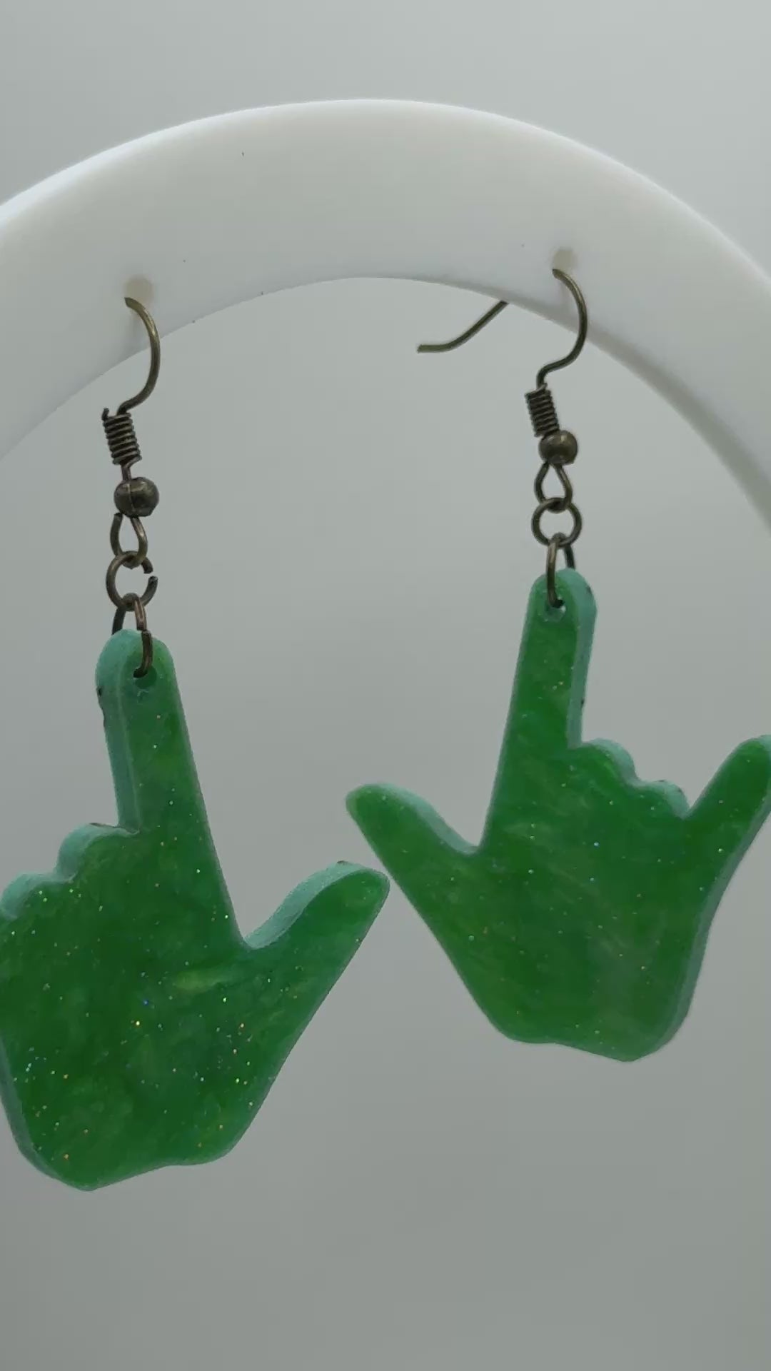 ASL I LOVE YOU hand shape Acrylic Earrings