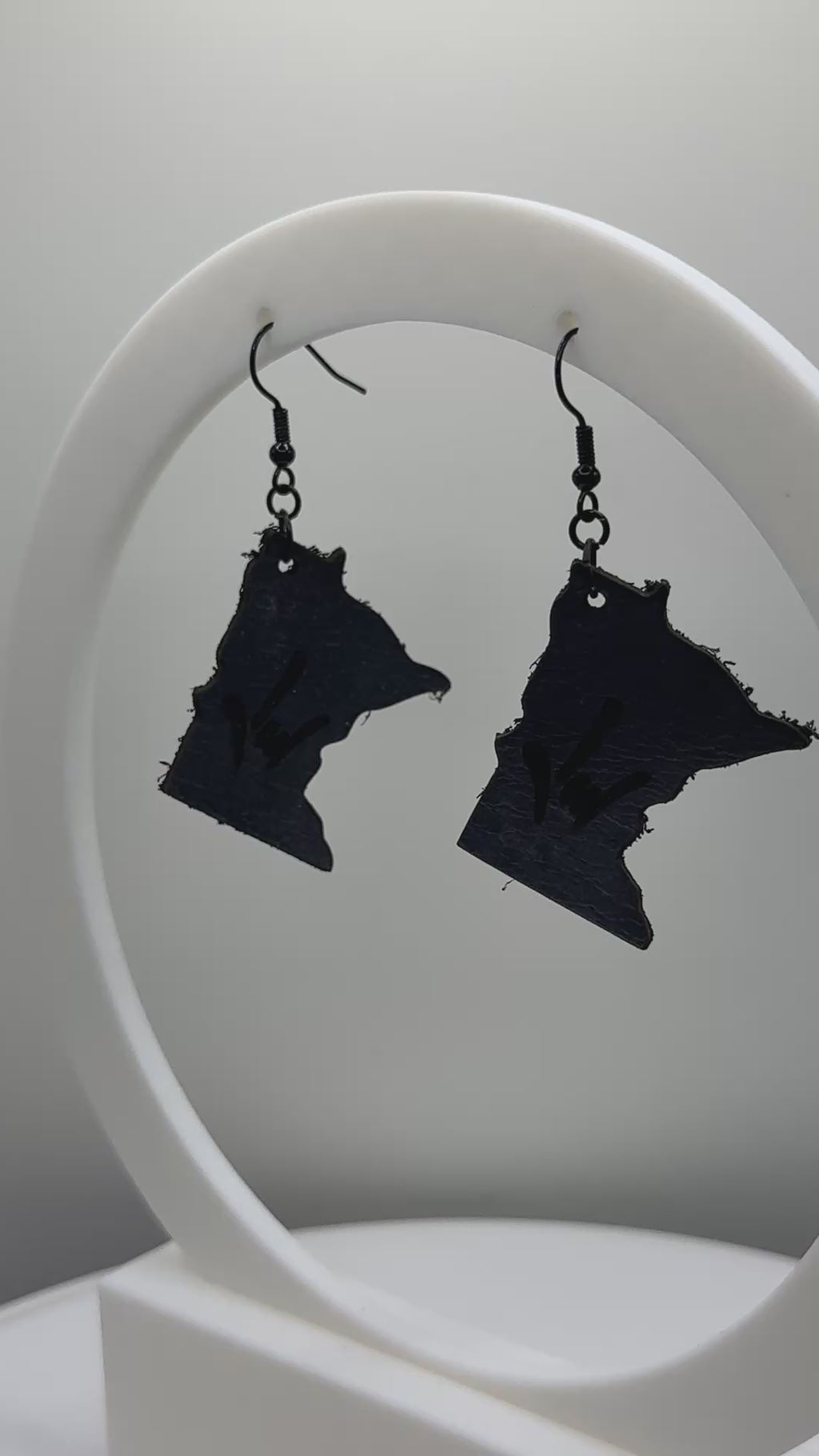 Leather Earrings with I LOVE YOU hand shape