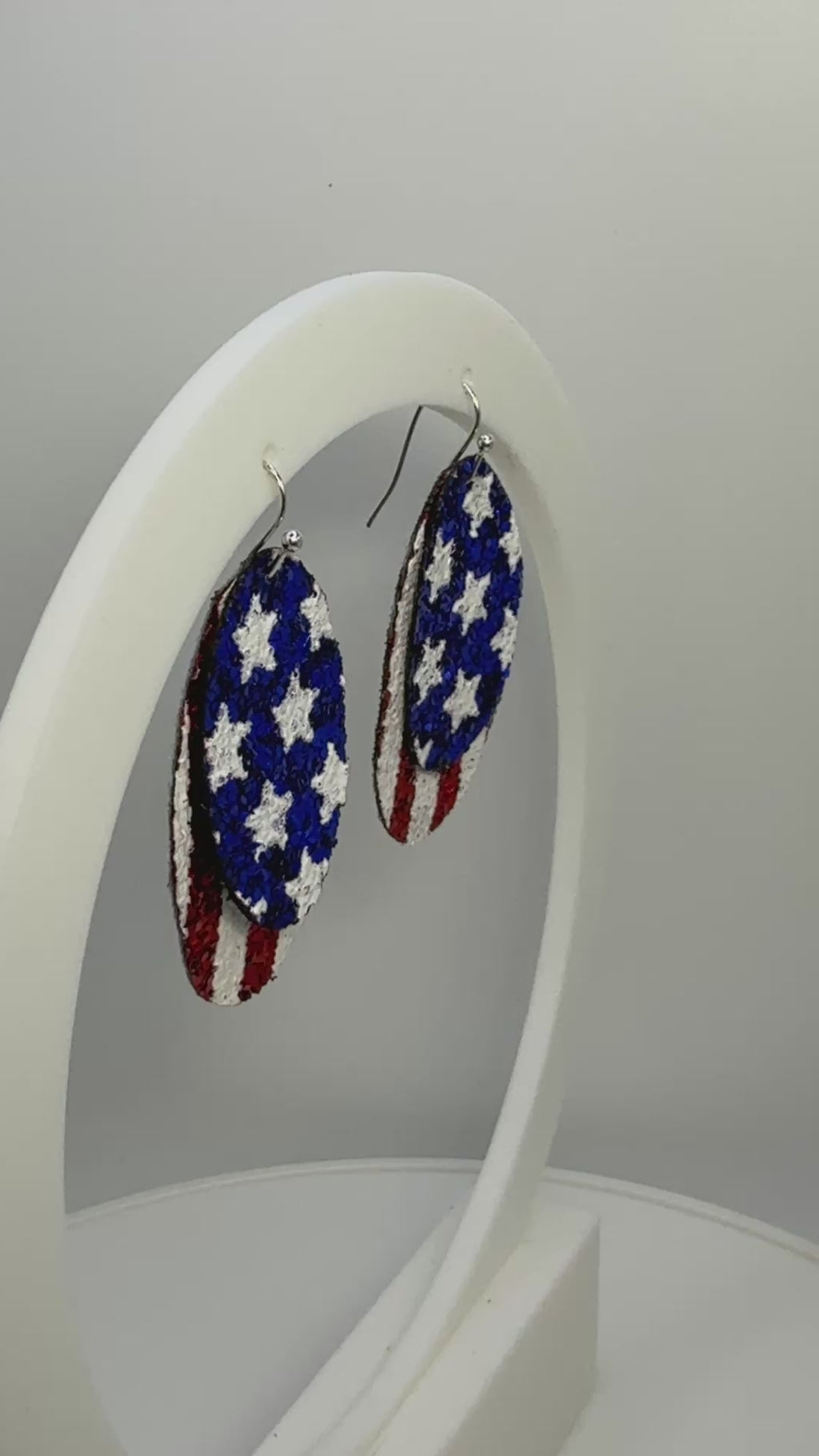Stars and Stripes Chunky Glitter Two Layer Earrings