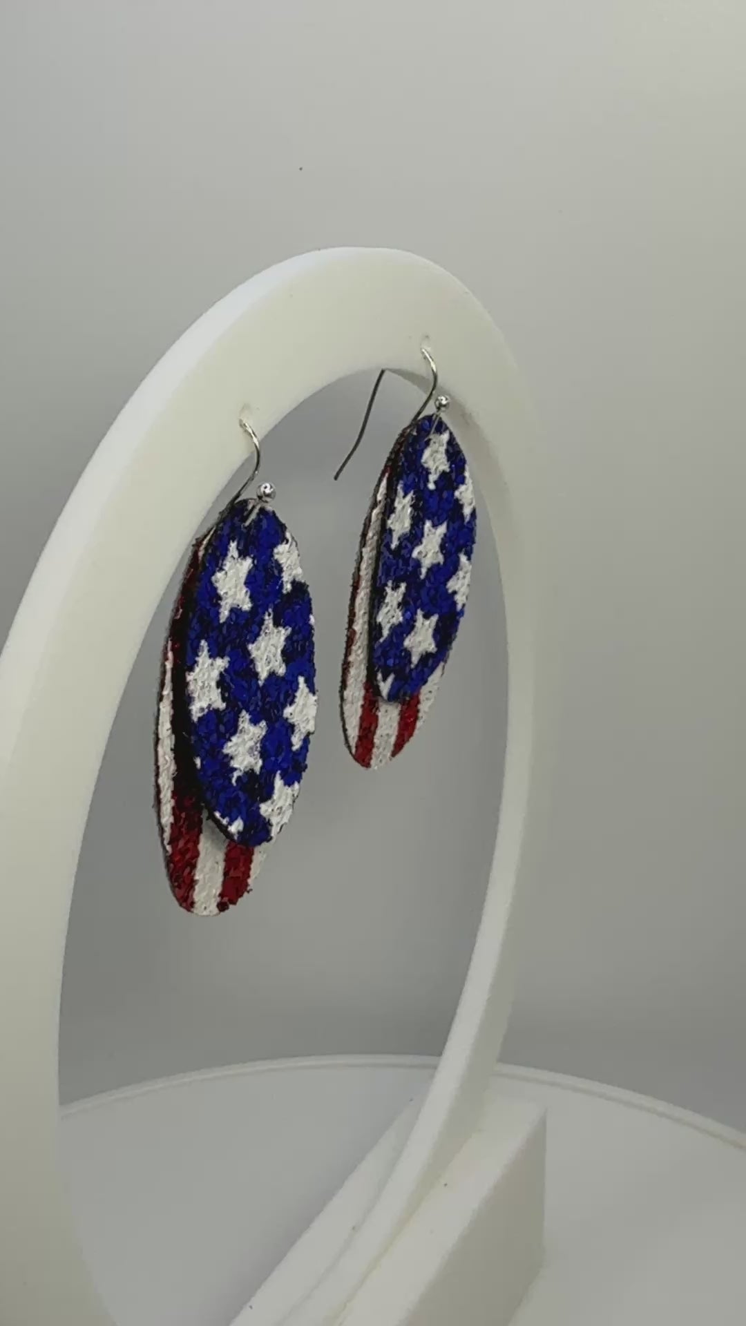 Stars and Stripes Chunky Glitter Two Layer Earrings