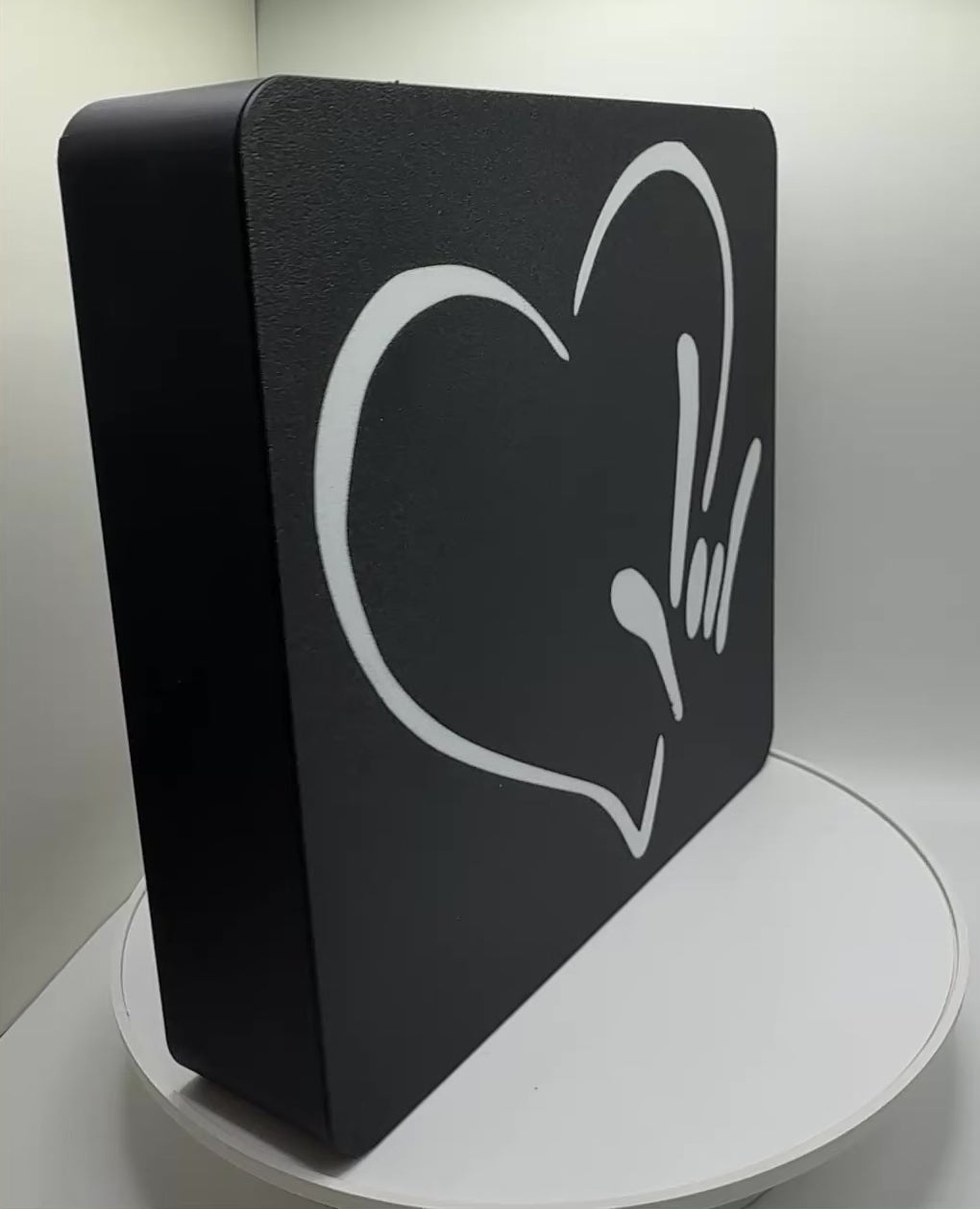 Table Top Light Box with Heart and I LOVE YOU Hand Shape
