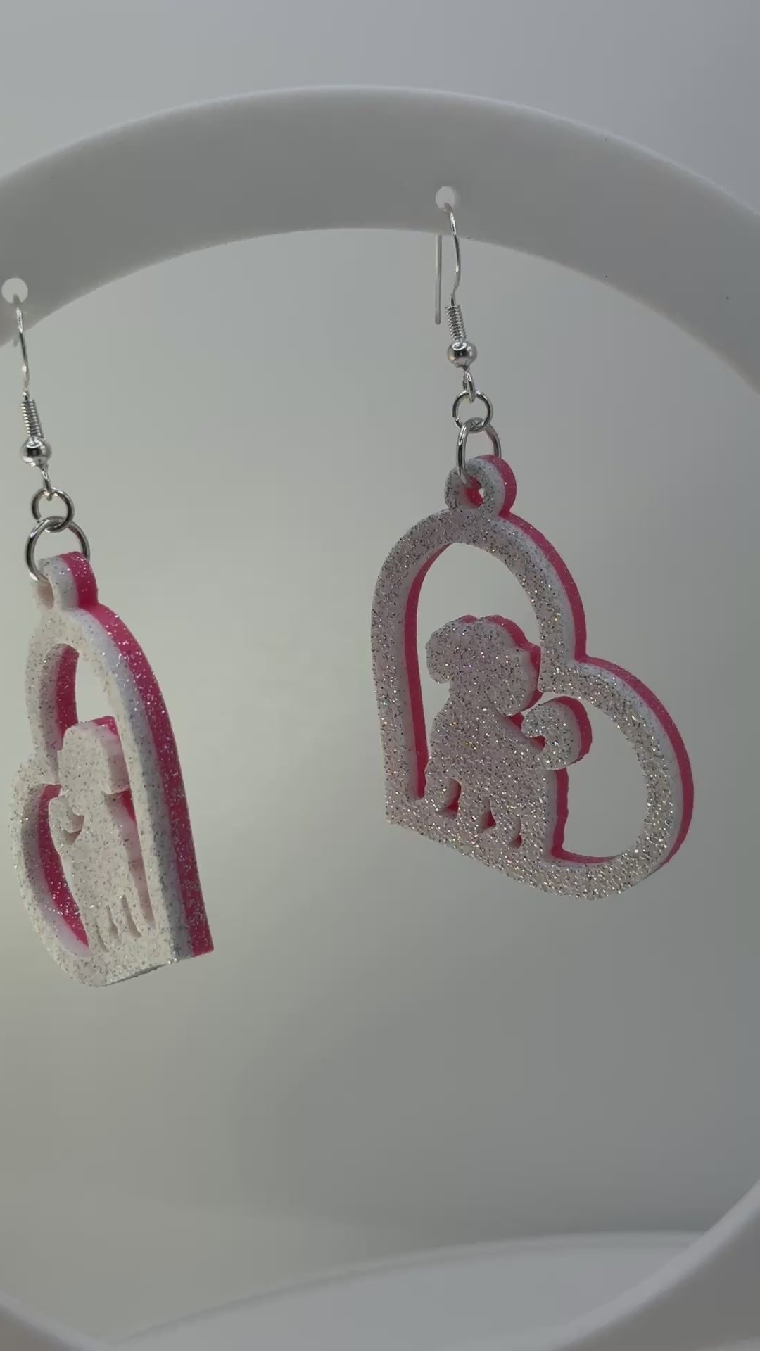 Heart with Toy Poodle Earrings - two tone BASIC COLORS