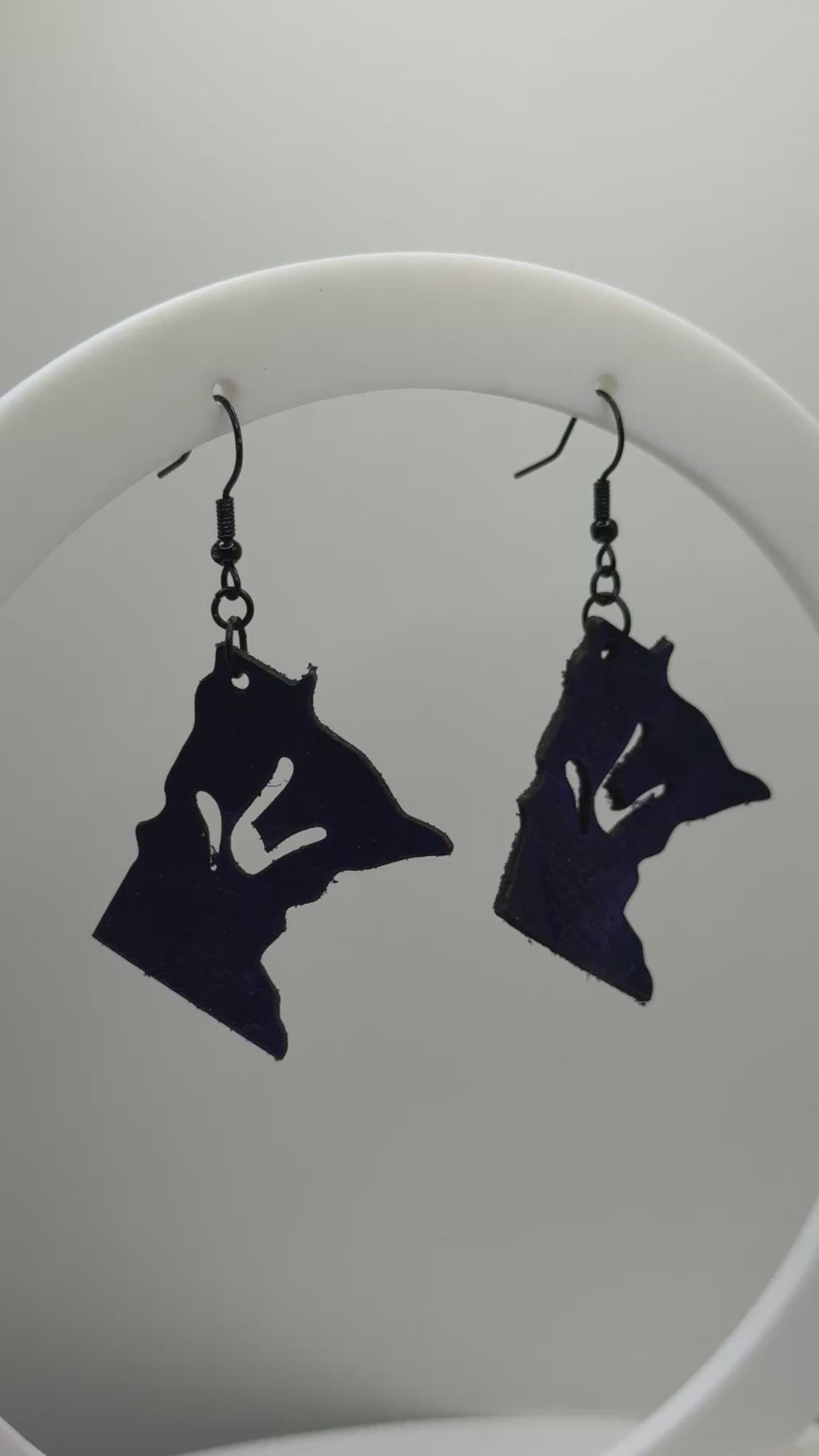 Leather Earrings with I LOVE YOU hand shape