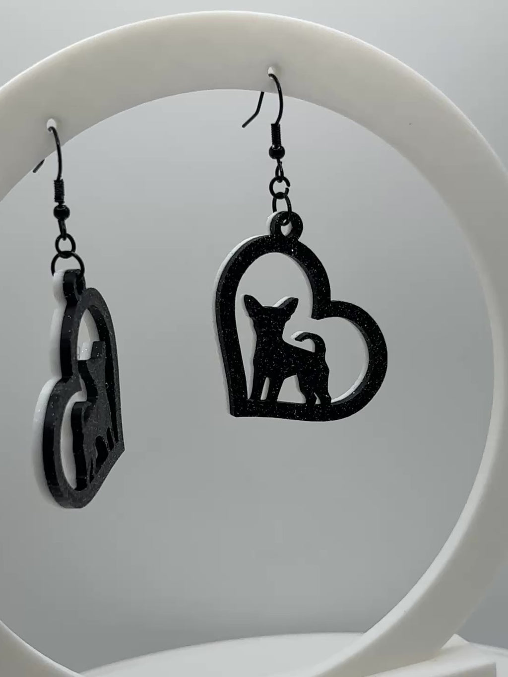 Heart with Chihuahua Earrings - two tone BASIC COLORS